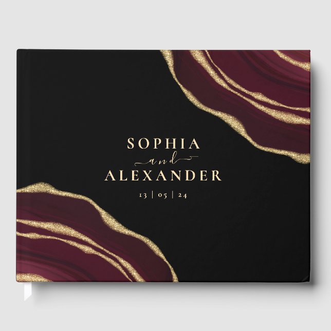 Burgundy agate  guest book (Front)