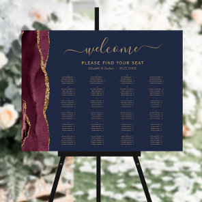 Burgundy Agate Navy Alphabetical Wedding Seating Foam Board