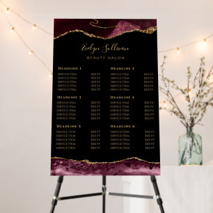 Burgundy Agate Price List Foam Board