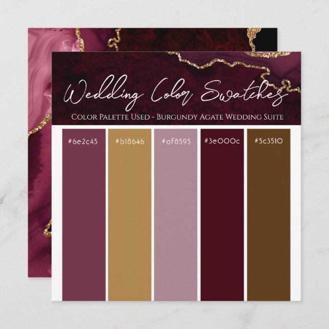 Burgundy Agate Wedding Color Pallette Invitation (Front/Back)