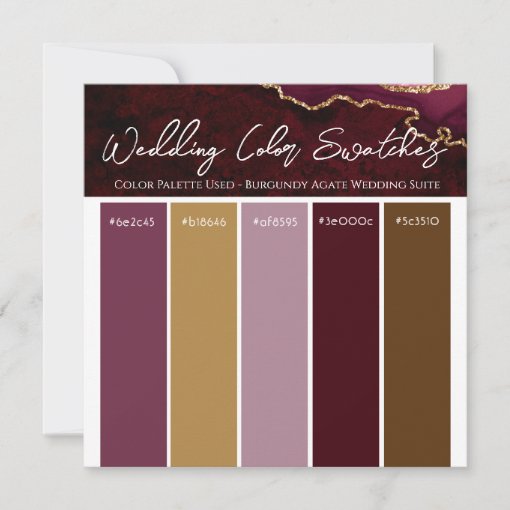 Burgundy Agate Wedding Color Pallette Invitation | Zazzle