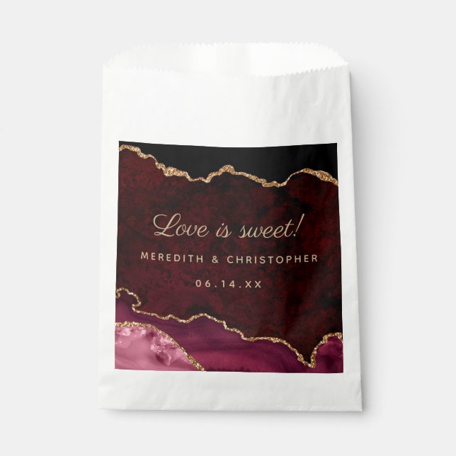 Burgundy Agate Wedding Favor Bag (Front)