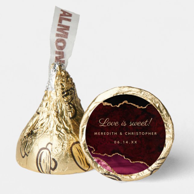 Burgundy Agate Wedding Hershey®'s Kisses® (Front)