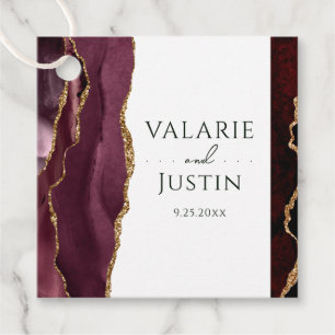 Burgundy Agate Wedding Names Thank You  Favor Tags