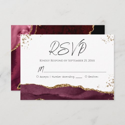 Burgundy Agate Wedding RSVP