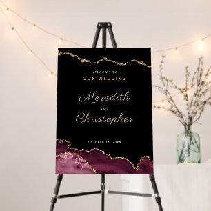 Burgundy Agate Welcome Wedding Foam Board