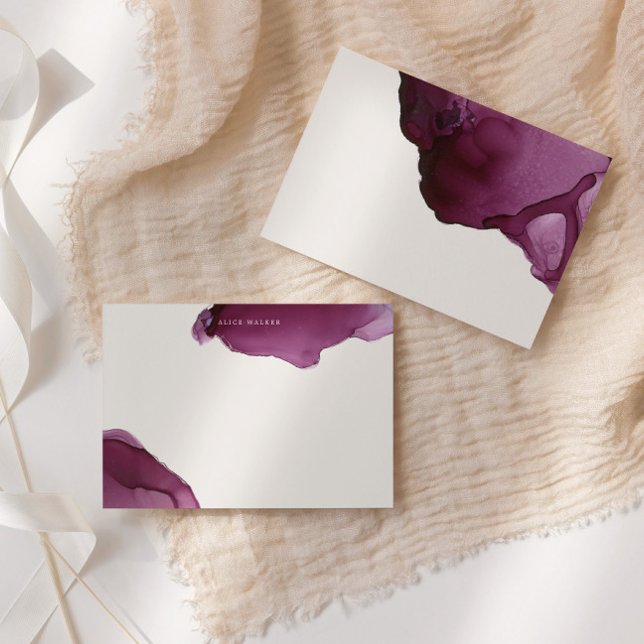 Burgundy Alcohol Ink Stationery Note Card (Creator Uploaded)