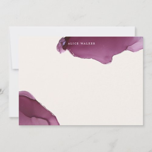 Burgundy Alcohol Ink Stationery Note Card