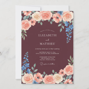 Burgundy Alluring Autumn Wedding Invitation