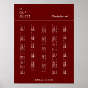 Burgundy Alphabetical Wedding Seating Chart