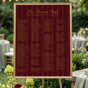 Burgundy Alphabetical Wedding Seating Chart