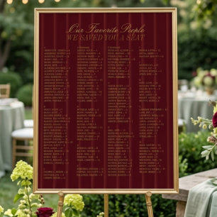 Burgundy Alphabetical Wedding Seating Chart