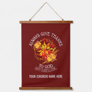 Burgundy ALWAYS GIVE THANKS TO GOD Thanksgiving Hanging Tapestry