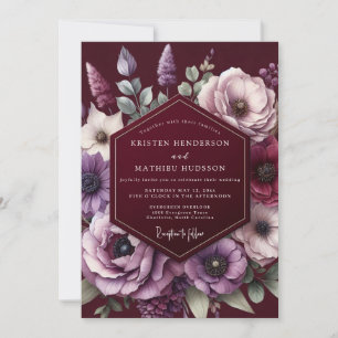 Burgundy Amethyst Bloom Wedding Invitation