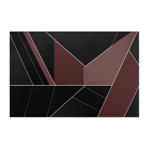 Burgundy and Black Abstract Geometry Acrylic Print