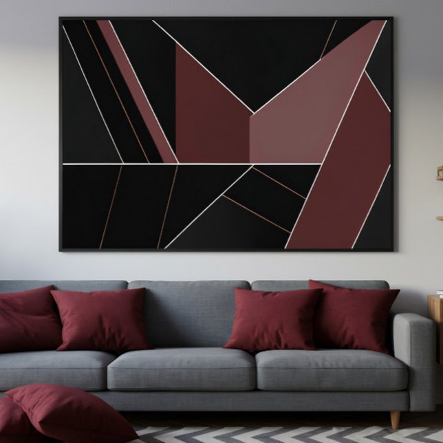 Burgundy and Black Abstract Geometry Canvas Print (Creator Uploaded)