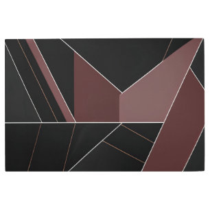Burgundy and Black Abstract Geometry Metal Print
