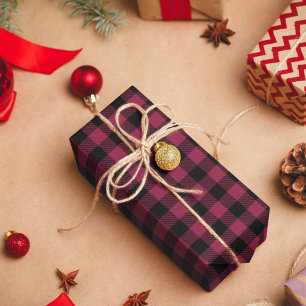 Burgundy and Black Buffalo Plaid Wrapping Paper