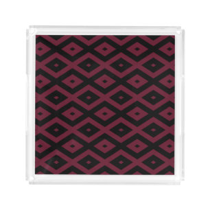 Burgundy and black diamond pattern acrylic tray