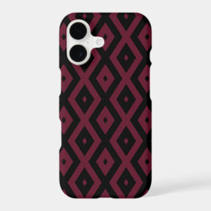 Burgundy and black diamond pattern iPhone 17 case