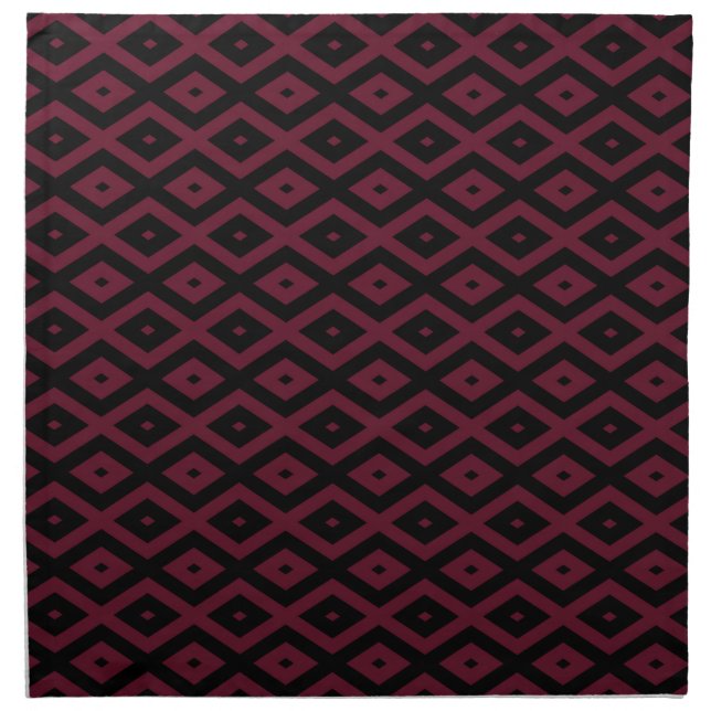 Burgundy and black diamond pattern cloth napkin (Front)
