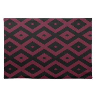 Burgundy and black diamond pattern cloth placemat