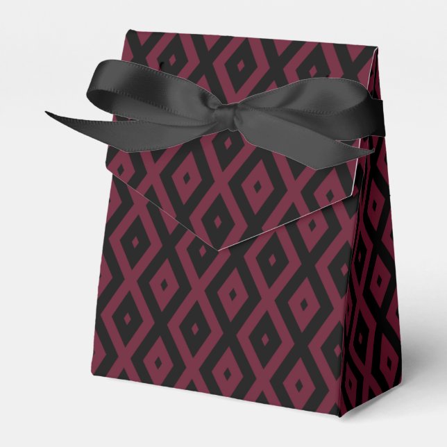 Burgundy and black diamond pattern favor boxes (Front Side)