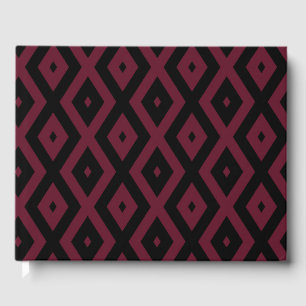 Burgundy and black diamond pattern guest book