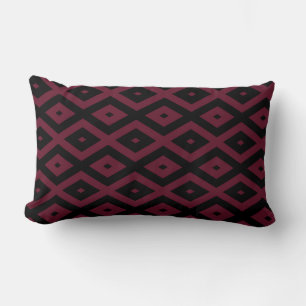 Burgundy and black diamond pattern lumbar pillow
