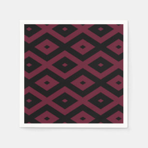 Burgundy and black diamond pattern napkins