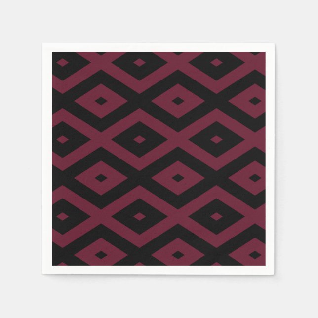 Burgundy and black diamond pattern napkins (Front)