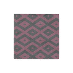 Burgundy and black diamond pattern stone magnet