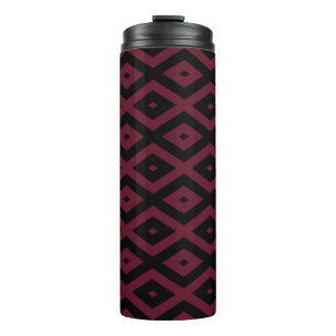 Burgundy and black diamond pattern thermal tumbler