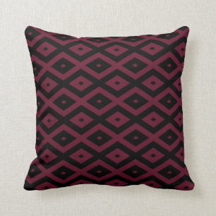Burgundy and black diamond pattern throw pillow