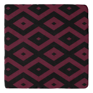 Burgundy and black diamond pattern trivet