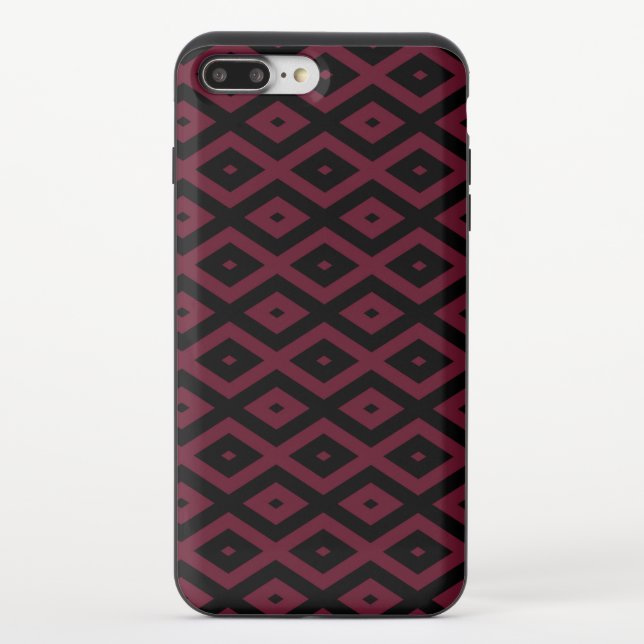 Burgundy and black diamond pattern uncommon iPhone case (Back)