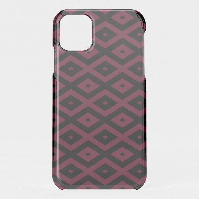 Burgundy and black diamond pattern uncommon iPhone case (Back)