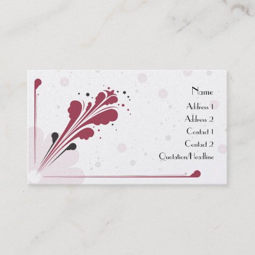 Burgundy and Black Flower Fizz Design Business Card