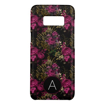 Burgundy and Black Gold Foil Roses Monogram Case-Mate Samsung Galaxy S8 Case