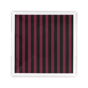 Burgundy and black stripes acrylic tray