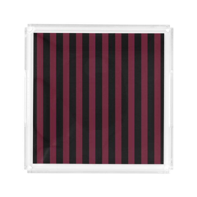 Burgundy and black stripes acrylic tray (Front)