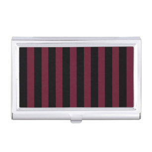 Burgundy and black stripes business card case