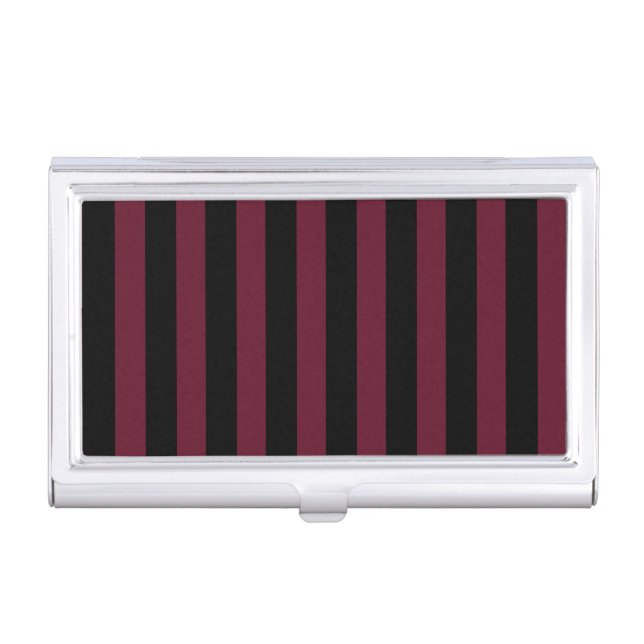 Burgundy and black stripes business card case (Front)
