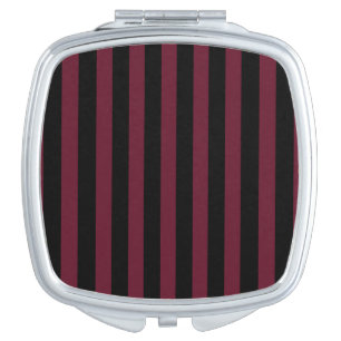 Burgundy and black stripes compact mirror