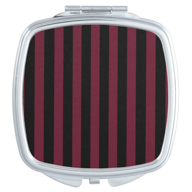 Burgundy and black stripes compact mirror (Front)