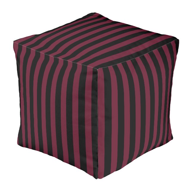 Burgundy and black stripes pouf (Angled Front)