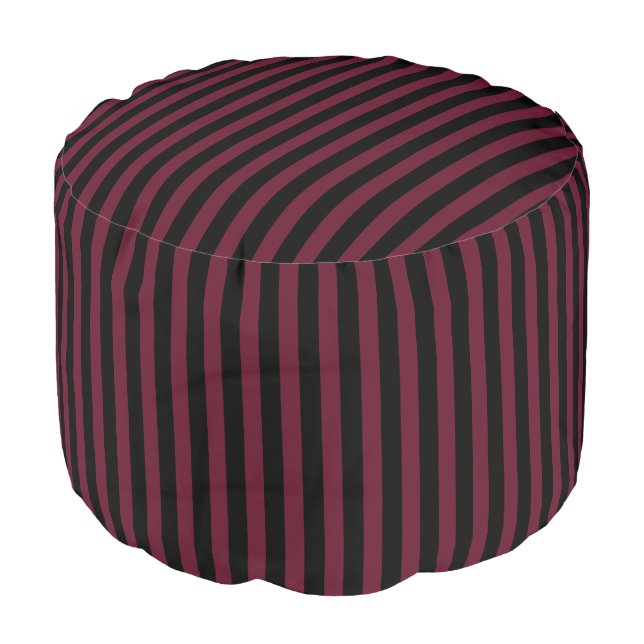 Burgundy and black stripes pouf (Angled Front)