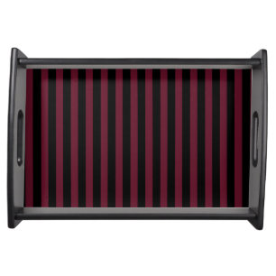 Burgundy and black stripes serving tray
