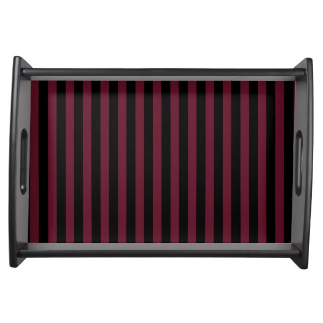 Burgundy and black stripes serving tray (Front)