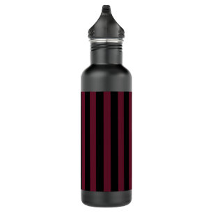 Burgundy and black stripes stainless steel water bottle